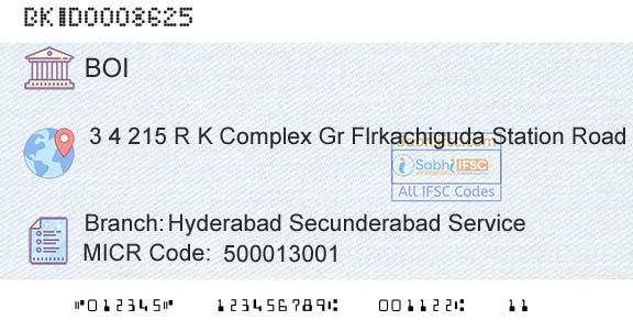 Bank Of India Hyderabad Secunderabad ServiceBranch 