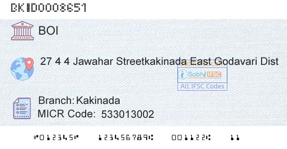 Bank Of India KakinadaBranch 