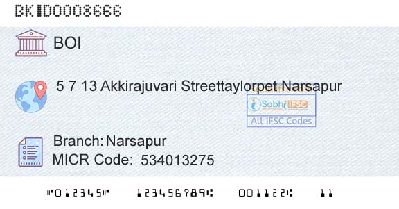 Bank Of India NarsapurBranch 