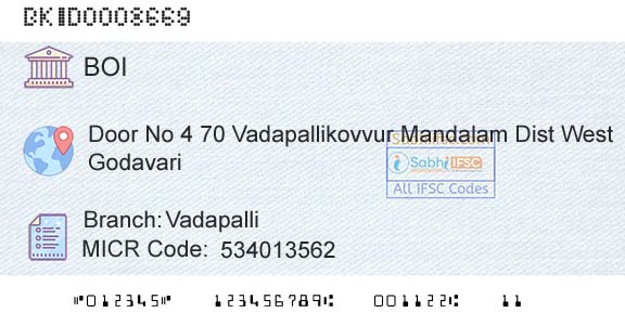 Bank Of India VadapalliBranch 