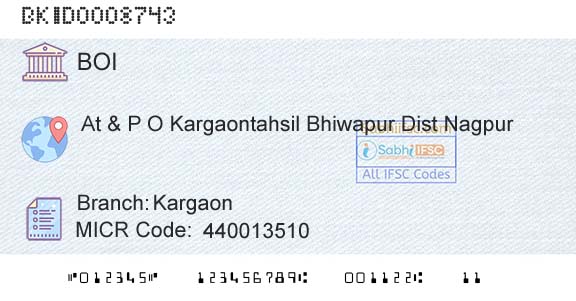 Bank Of India KargaonBranch 