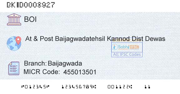 Bank Of India BaijagwadaBranch 