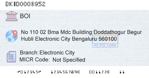 Bank Of India Electronic CityBranch 