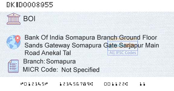 Bank Of India SomapuraBranch 