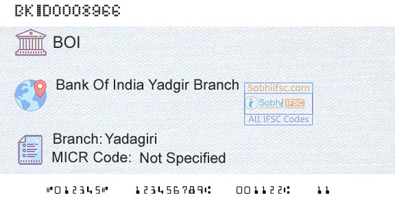 Bank Of India YadagiriBranch 