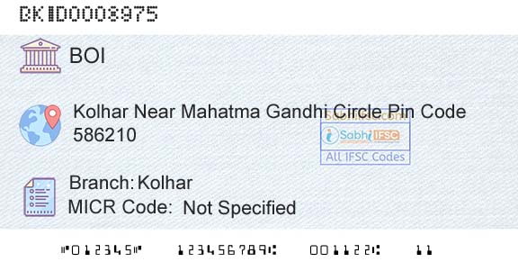 Bank Of India KolharBranch 