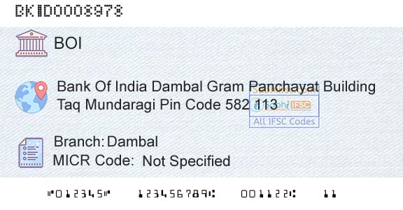 Bank Of India DambalBranch 