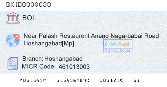 Bank Of India HoshangabadBranch 
