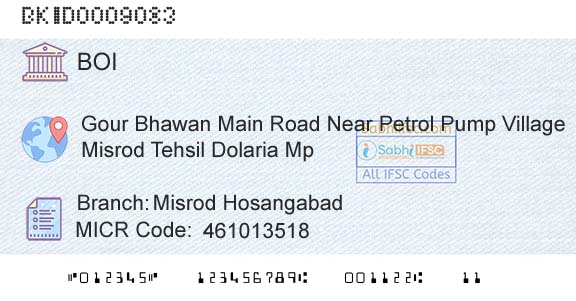 Bank Of India Misrod HosangabadBranch 