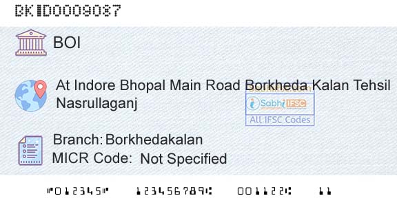 Bank Of India BorkhedakalanBranch 