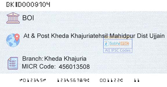 Bank Of India Kheda KhajuriaBranch 
