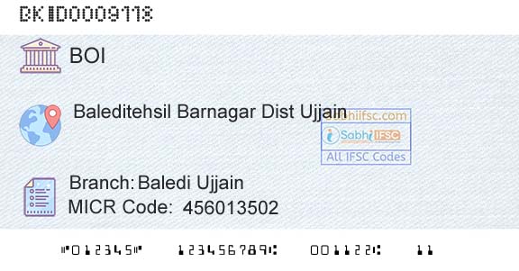 Bank Of India Baledi Ujjain Branch 