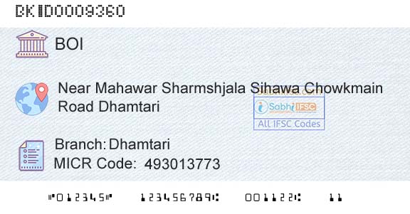 Bank Of India DhamtariBranch 