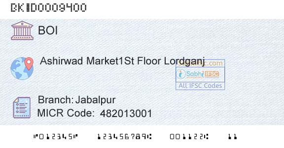 Bank Of India JabalpurBranch 