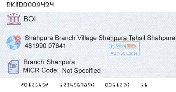 Bank Of India ShahpuraBranch 