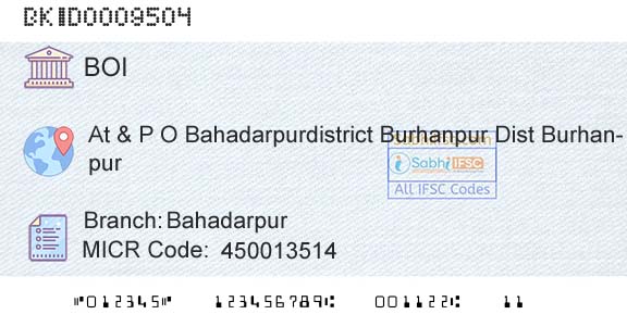 Bank Of India BahadarpurBranch 