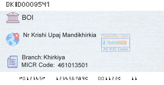 Bank Of India KhirkiyaBranch 
