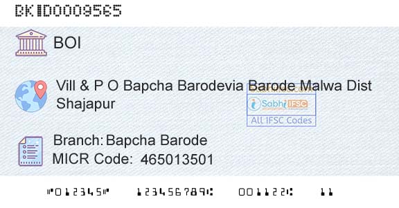 Bank Of India Bapcha BarodeBranch 