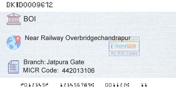 Bank Of India Jatpura GateBranch 