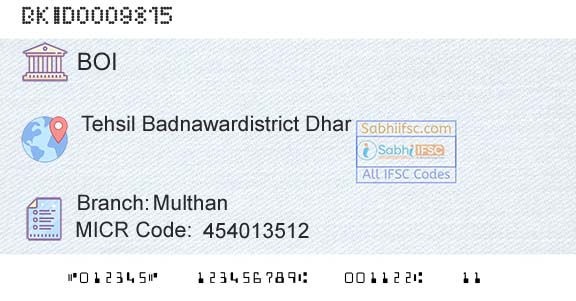 Bank Of India MulthanBranch 