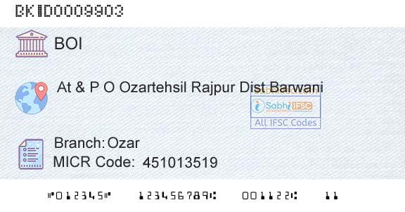 Bank Of India OzarBranch 