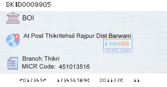 Bank Of India ThikriBranch 