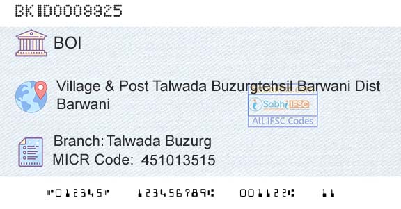 Bank Of India Talwada BuzurgBranch 