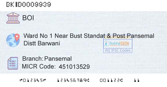 Bank Of India PansemalBranch 