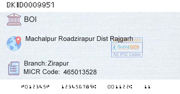 Bank Of India ZirapurBranch 