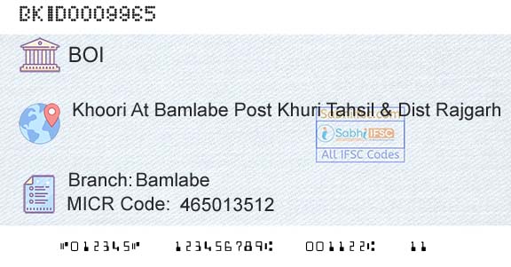 Bank Of India BamlabeBranch 