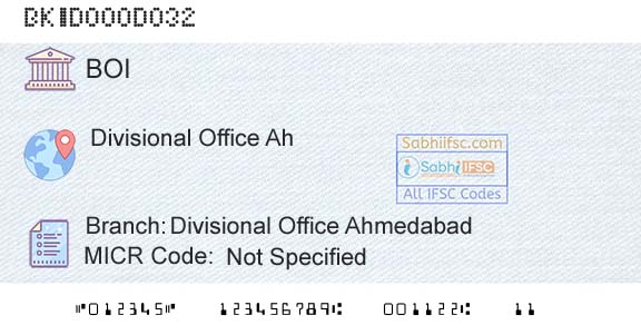 Bank Of India Divisional Office AhmedabadBranch 
