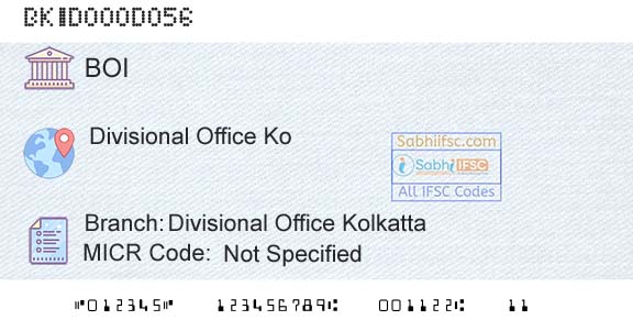 Bank Of India Divisional Office KolkattaBranch 