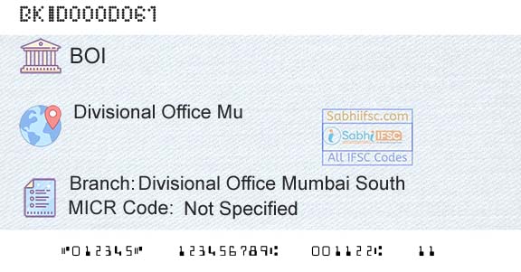 Bank Of India Divisional Office Mumbai SouthBranch 