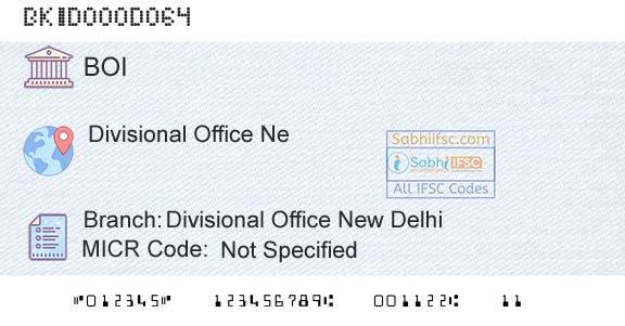 Bank Of India Divisional Office New DelhiBranch 