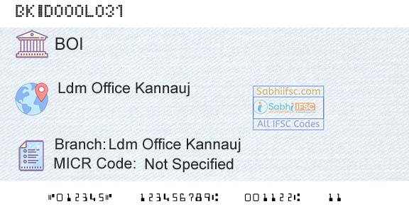 Bank Of India Ldm Office KannaujBranch 