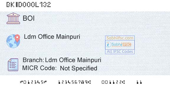 Bank Of India Ldm Office MainpuriBranch 