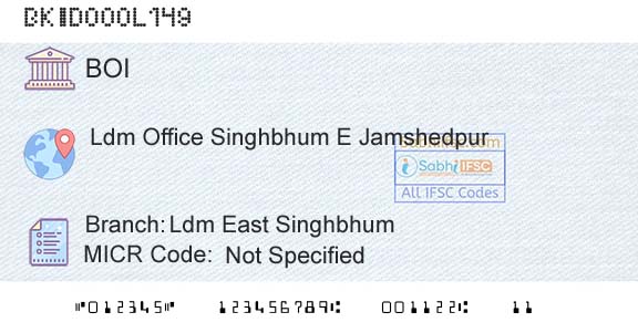 Bank Of India Ldm East SinghbhumBranch 