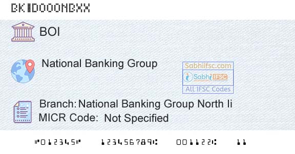 Bank Of India National Banking Group North IiBranch 