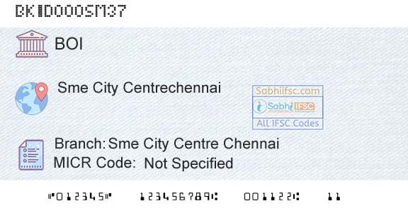 Bank Of India Sme City Centre ChennaiBranch 