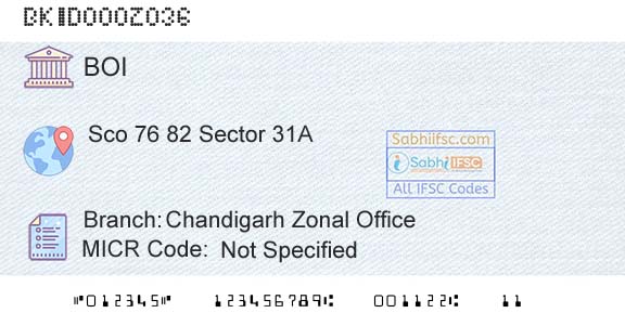 Bank Of India Chandigarh Zonal OfficeBranch 