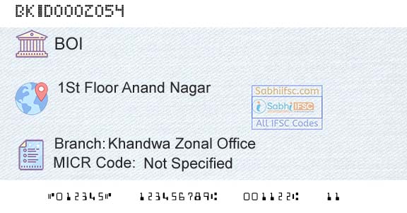 Bank Of India Khandwa Zonal OfficeBranch 