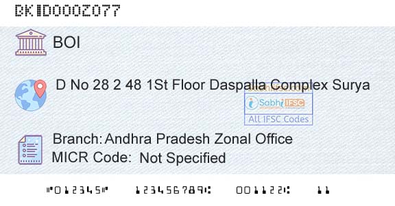 Bank Of India Andhra Pradesh Zonal OfficeBranch 