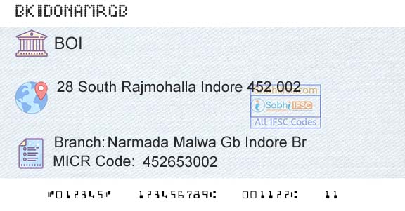 Bank Of India Narmada Malwa Gb Indore BrBranch 