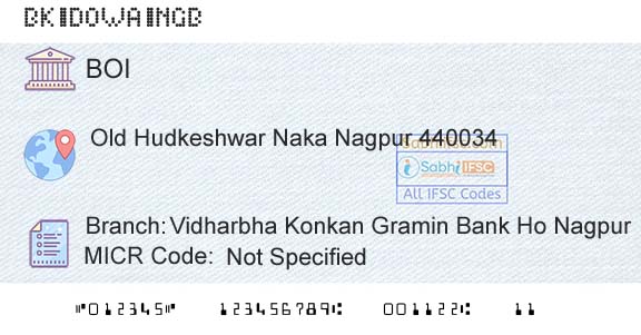 Bank Of India Vidharbha Konkan Gramin Bank Ho NagpurBranch 