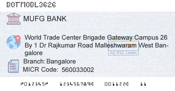 Mufg Bank Ltd BangaloreBranch 