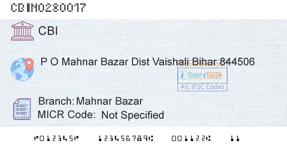 Central Bank Of India Mahnar BazarBranch 