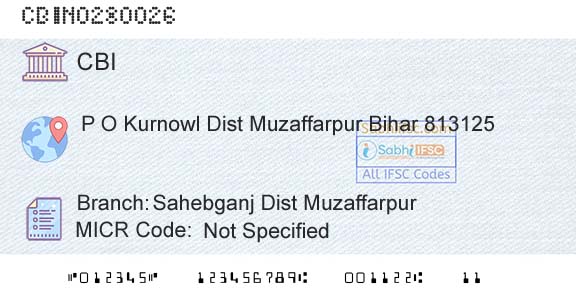 Central Bank Of India Sahebganj Dist MuzaffarpurBranch 
