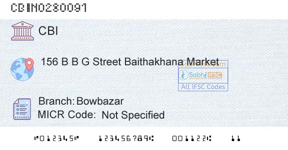 Central Bank Of India BowbazarBranch 