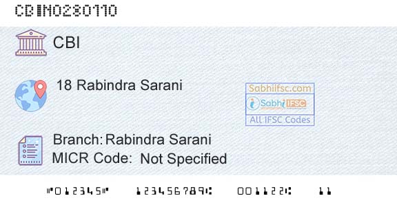 Central Bank Of India Rabindra SaraniBranch 