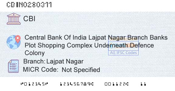 Central Bank Of India Lajpat NagarBranch 